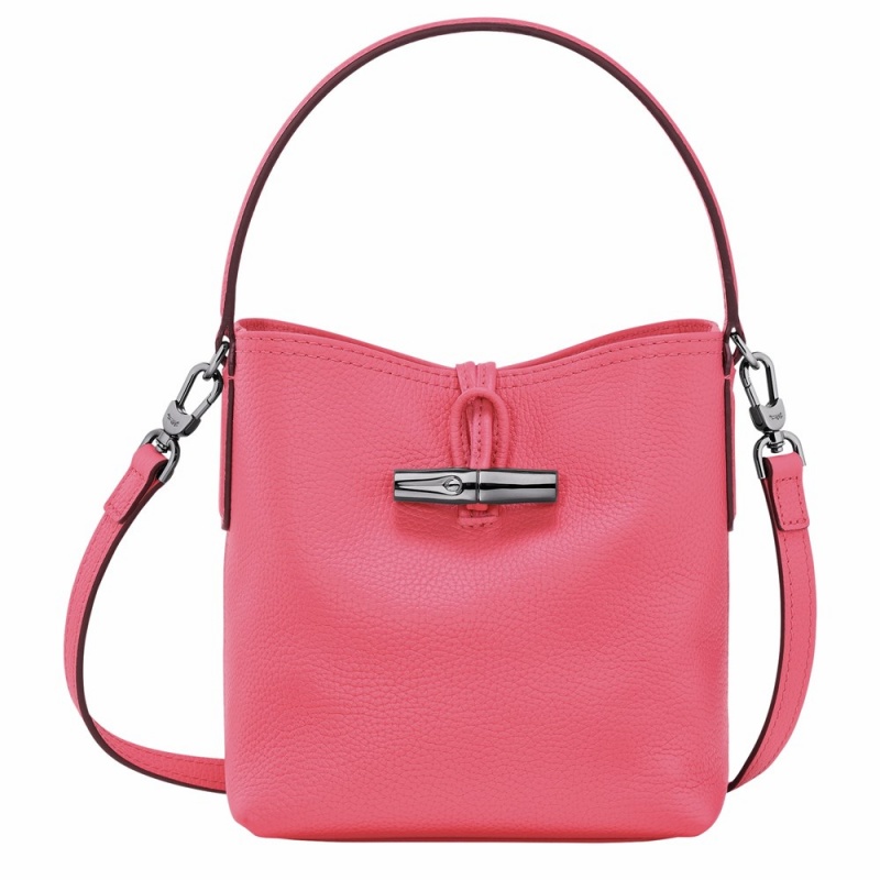 Pink Longchamp Roseau Essential XS Women's Bucket Bags